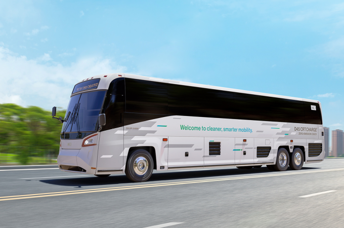 MCI unveils battery-electric D45 CRT coach