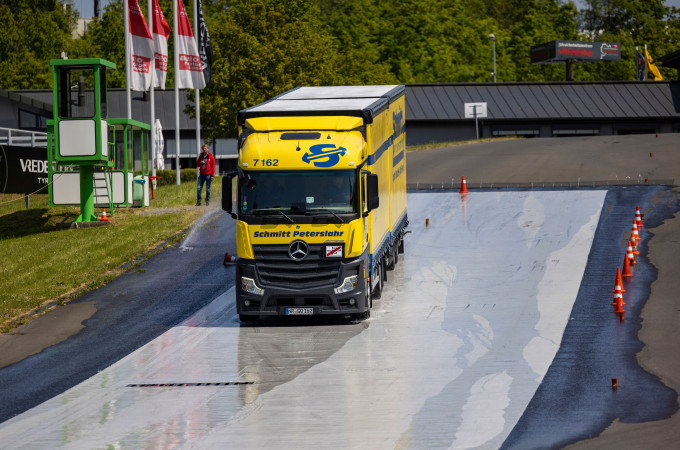 Mercedes-Benz adds emergency braking component to truck driver safety course in Germany