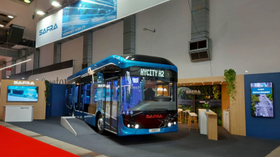 Safra presents fuel cell electric ‘Hycity’ at Busworld 2023