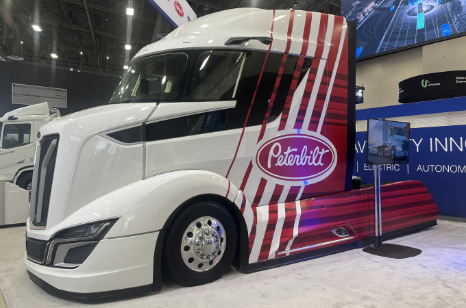 SuperTruck II and fuel cell electric trucks shown at Paccar stand at CES 2024