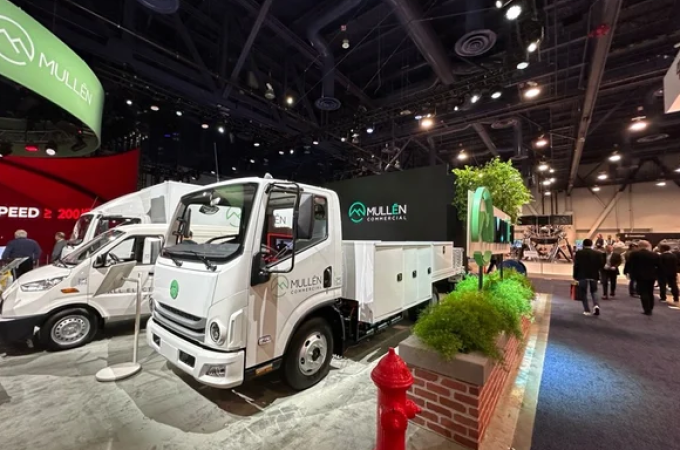 Mullen displays Class 3 truck with Phenix/Knapheide utility body at CES 2024