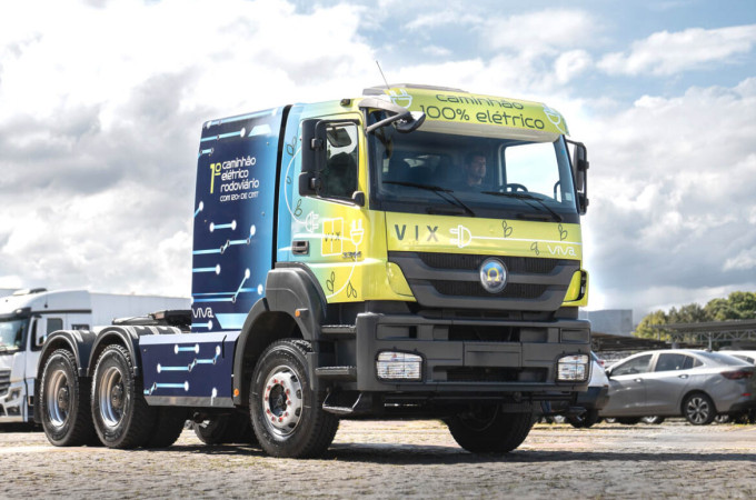 Brazilian transport giant trials converted electric heavy-duty Mercedes-Benz Axor 3344 truck chassis