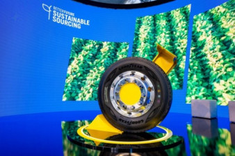 Goodyear displays sustainable-material demonstration truck tyre at RTX