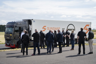 Pulling the curtain off, the official UK launch of the MAN eTGX electric heavy-duty truck