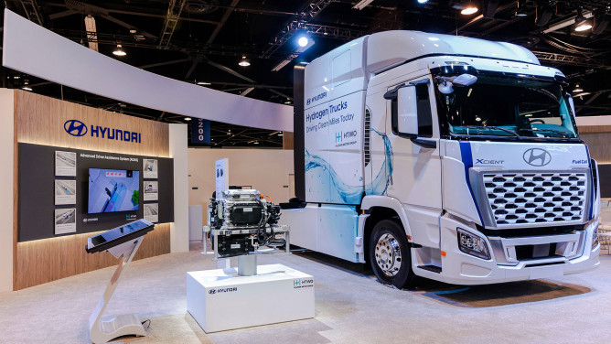 Hyundai unveils new Xcient truck hydrogen fuel cell truck